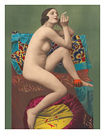 Classic Vintage French Nude - Hand-Colored Tinted Erotic Art - Giclée Art Prints & Posters
