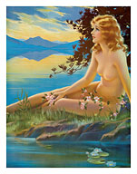 Nude by the Lake - c. 1930's - Giclée Art Prints & Posters