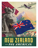 New Zealand - Via Pan American Airways - Mount Cook, Southern Alps - c. 1940 - Fine Art Prints & Posters
