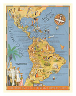 The Routes of the Flying Clipper Ships - Pan American Airways PAA - c. 1935 - Fine Art Prints & Posters