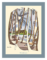 Hawaii - Waikiki and Diamond Head - Menu Cover - c. 1960's - Giclée Art Prints & Posters