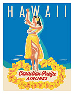 Hawaii - Canadian Pacific Airlines - Hawaiian Hula Dancer - c. 1952 - Giclée Art Prints & Posters