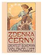 Zdeňka Černý - The Greatest Bohemian Violoncellist - Art Nouveau - c. 1913 - Giclée Art Prints & Posters