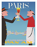 Paris, France - Pan American World Airways - A Glass of Wine - c. 1958 - Fine Art Prints & Posters