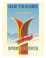 Winter Sports (Sports D'Hiver) - Ski & Four-Man Bobsleigh - c. 1951 - Fine Art Prints & Posters