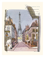 Paris, France - Eiffel Tower - Menu Cover - c. 1960's - Fine Art Prints & Posters