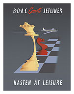 Comet Jetliner - Hasten at Leisure - BOAC (British Overseas Airways Corporation) - c. 1952 - Fine Art Prints & Posters
