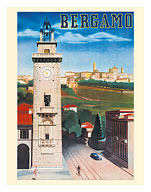 Bergamo, Italy - Piazza Vecchia Clock Tower - c. 1938 - Fine Art Prints & Posters
