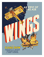 Wings - An Epic of the Air - Starring Clara Bow and Gary Cooper - First Oscar Winner for Best Picture - c. 1927 - Fine Art Prints & Posters
