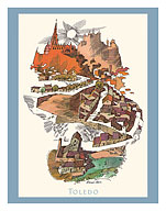 Toledo, Spain - Menu Cover - c. 1950's - Fine Art Prints & Posters