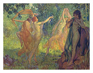 Dancing Woodland Nymphs Bacchanal - c. 1920's - Giclée Art Prints & Posters