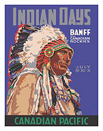 Banff, Canadian Rockies - Indian Days - Canadian Pacific Railway - c. 1930's - Fine Art Prints & Posters