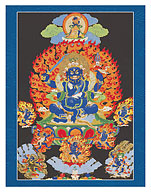 The Four-Armed Mahakala - Buddhist Protector Deity - c. 1800's - Fine Art Prints & Posters