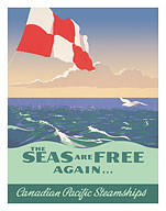 The Seas are Free Again - Canadian Pacific Steamships - c. 1945 - Giclée Art Prints & Posters