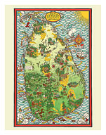 Ceylon (Sri Lanka) Map - Tea Propaganda Board - c. 1933 - Fine Art Prints & Posters