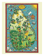 Sri Lanka Pictorial Map - Ceylon Tea Propaganda Board - c. 1933 - Fine Art Prints & Posters