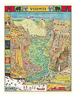 Yosemite Valley - National Park - Pictorial Map - c. 1931 - Fine Art Prints & Posters