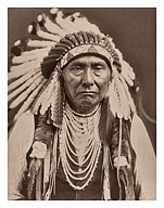Chief Joseph (Nez Percé) in War Bonnet - North American Indian - c. 1903 - Giclée Art Prints & Posters