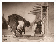 Cleaning Wheat - Tewa Tribe Women - San Juan Pueblo, New Mexico - c. 1905 - Giclée Art Prints & Posters