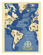Western Hemisphere Air Routes - BOAC British Overseas Airways Corporation - c. 1949 - Giclée Art Prints & Posters