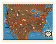 United States Air Routes Map - c. 1948 - Fine Art Prints & Posters