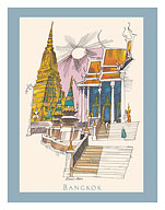 Bangkok, Thailand - Temple of the Dawn - Menu Cover - c. 1950's - Fine Art Prints & Posters