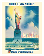 Cruise to New York City - Statue of Liberty - Moore-McCormack Lines - c. 1950's - Giclée Art Prints & Posters