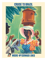 Cruise to Brazil - Tea Seller - Moore-McCormack Lines - c. 1950's - Giclée Art Prints & Posters
