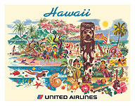 Hawaii - United Airlines - c. 1956 - Fine Art Prints & Posters