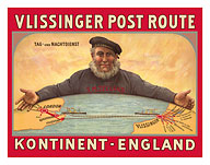 Vlissinger, Netherlands Post Route to England (Kontinent) - c. 1909 - Giclée Art Prints & Posters