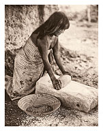 Maricopa Woman Mealing - North American Indian - c. 1907 - Giclée Art Prints & Posters