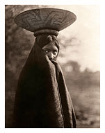 Maricopa Native Girl with Basket Tray - North American Indians - c. 1907 - Giclée Art Prints & Posters