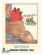Manila, Philippines - Filipino Basket - American President Lines - c. 1961 - Giclée Art Prints & Posters