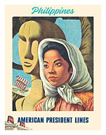 Philippines - Filipina, Igorot Statue - American President Lines - c. 1950's - Giclée Art Prints & Posters