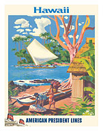 Hawaii - Hawaiian Fisherman (Lawai’a) - American President Lines - c. 1952 - Fine Art Prints & Posters