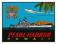 Pearl Harbor Hawaii - U.S. Navy Destroyer Battleship - Oahu - Giclée Art Prints & Posters