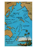 Hawaiian Islands Map - Giclée Art Prints & Posters