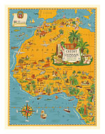 Map of North Africa - French Union - Crédit Lyonnais - c. 1939 - Giclée Art Prints & Posters