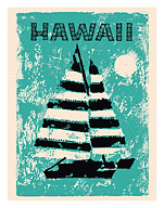 Hawaii - Sailboat Sunset - Giclée Art Prints & Posters