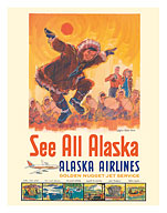 See All Alaska - Alaska Airlines - Kotzebue Eskimo Dance - c. 1960's - Fine Art Prints & Posters