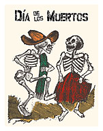 Mexico - Dia de los Muertos (Day of the Dead) - Dancing Skeletons - Fine Art Prints & Posters