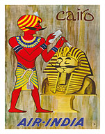 Cairo Egypt - Maharaja as Sphinx Statue - Air India - c. 1950's - Fine Art Prints & Posters