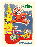 Moscow Russia - Air India Mascot Maharaja - Barynya Russian Folk Dance - c. 1960 - Fine Art Prints & Posters