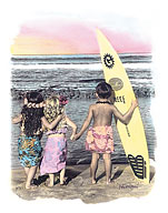 Surf Keikis, (Children) - Fine Art Prints & Posters