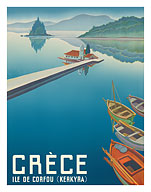 Island of Corfu (Kerkyra) - Greece (Grèce) - Vlacherna Monastery - Pontikonisi (Mouse Island) - c. 1949 - Fine Art Prints & Posters