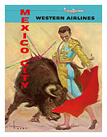Mexico City - Bullfight Matador - Western Air Lines - c. 1960's - Fine Art Prints & Posters