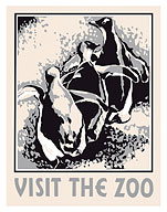 Visit the Zoo - Three Penguins - WPA Federal Art Project - Fine Art Prints & Posters