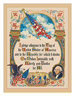 Original American Pledge of Allegiance - One Nation Indivisible Version - c. 1940's - Fine Art Prints & Posters