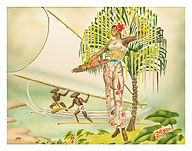 Island Beauty, Hawaiian Art Deco Airbrush - Fine Art Prints & Posters