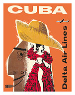 Cuba - Delta Air Lines - Cuban Dancer - Douglas DC-7 - c. 1957 - Fine Art Prints & Posters